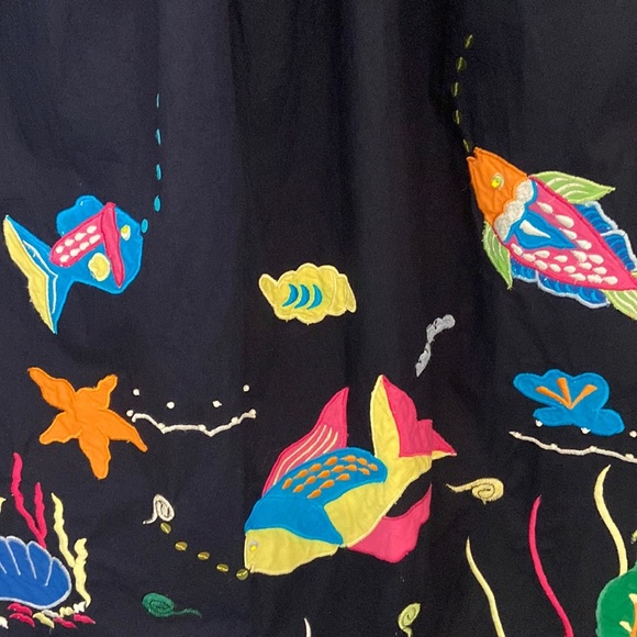 Smithsonian institution Blue Embroidered Sea Fish Appliqué Dress Size XL - Picture 11 of 16